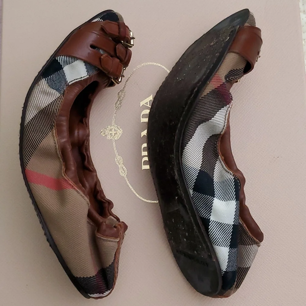 Burberry ballet flat shoes nova check plaid  buckled Leather 36 6 - Picture 6 of 9
